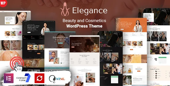 Elegence - Beauty Cosmetics WordPress WordPress theme homepage layout for a beauty health and beauty website