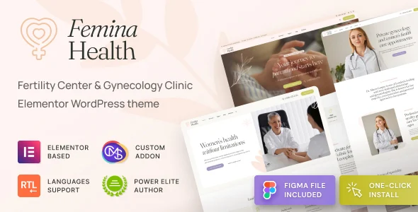 Femina Health - Women's Health & Fertility Clinic Medical WordPress Theme WordPress theme homepage layout for a clinic health and beauty website