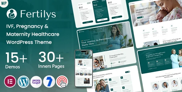 Fertilys – IVF, Pregnancy & Maternity Healthcare WordPress WordPress theme homepage layout for a doctor health and beauty website