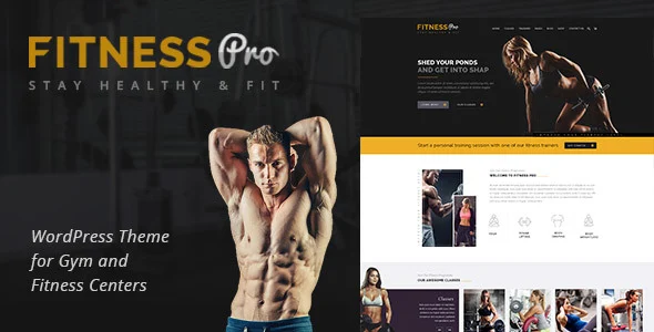 Fitness Pro - Gym WordPress Theme WordPress theme homepage layout for a aerobic health and beauty website