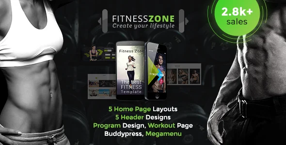 Fitness Zone WordPress Theme WordPress theme homepage layout for a bodybuilding health and beauty website