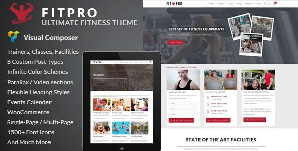 FitPro - Events Fitness Gym Sports WordPress Theme WordPress theme homepage layout for a beauty salon health and beauty website