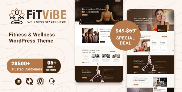 Fitvibe – Fitness & Wellness WordPress Theme WordPress theme homepage layout for a crossfit WordPress Theme health and beauty website