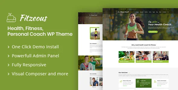 Fitzeous - Personal Fitness Trainer WordPress Theme WordPress theme homepage layout for a fitness trainer health and beauty website