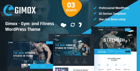 Gimox - Gym and Fitness WordPress Theme WordPress theme homepage layout for a athlete health and beauty website