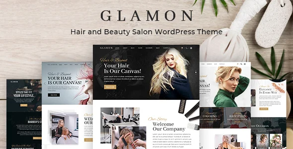 Glamon - Salon & Barber Shop Theme WordPress theme homepage layout for a barber health and beauty website