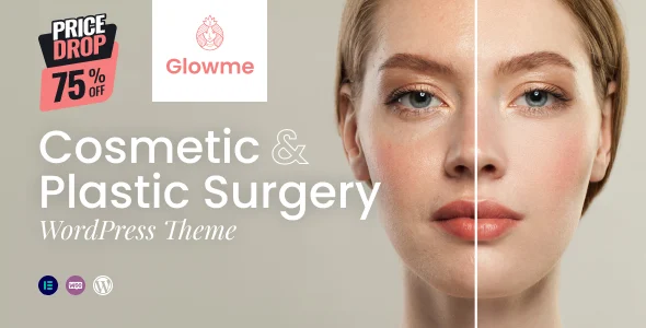 GlowME - Cosmetic & Plastic Surgery WordPress Theme WordPress theme homepage layout for a beauty health and beauty website