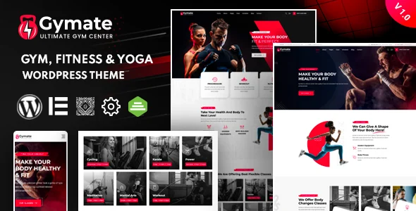 Gymat -  Fitness and Gym WordPress Theme WordPress theme homepage layout for a body building health and beauty website