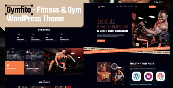 Gymfito - Fitness and Gym WordPress WordPress theme homepage layout for a bodybuilding health and beauty website