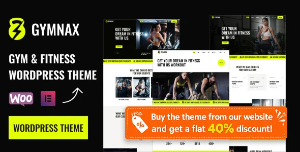 Gymnax - Fitness and Gym WordPress Theme WordPress theme homepage layout for a bodybuilding health and beauty website