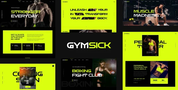 Gymsick - Fitness and Gym WordPress Theme WordPress theme homepage layout for a bodybuilding health and beauty website