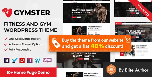 Gymster  - Fitness and Gym WordPress Theme WordPress theme homepage layout for a bodybuilding health and beauty website