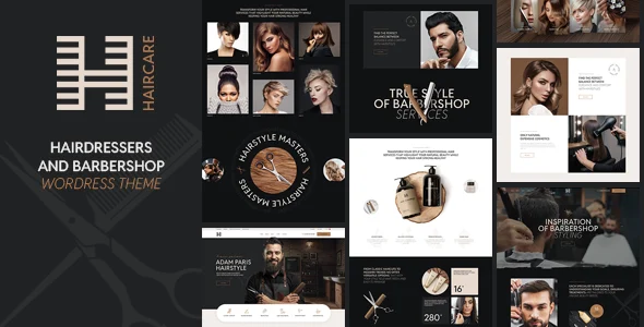 Haires - Hair Salon and Hairdresser WordPress Theme WordPress theme homepage layout for a barber health and beauty website