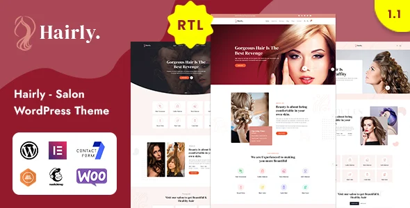 Hairly - Salon Shop WordPress Theme WordPress theme homepage layout for a barber salon health and beauty website