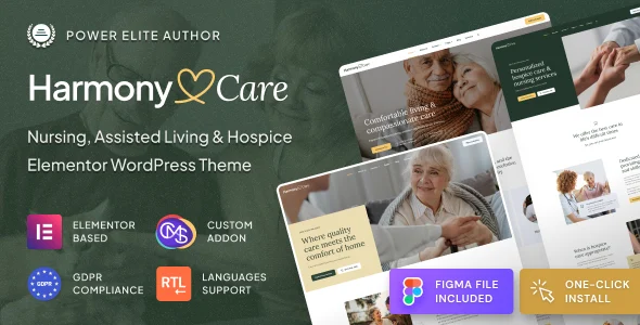 Harmony Care - Private Nursing Home & Senior Care WordPress Theme WordPress theme homepage layout for a assisted living health and beauty website