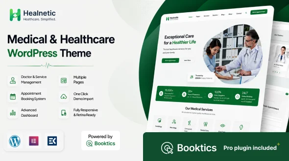 Healnetic - Medical & Healthcare WordPress Theme WordPress theme homepage layout for a clinic health and beauty website