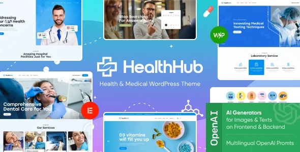 HealthHub - Health & Medical Doctor WordPress Theme WordPress theme homepage layout for a clinic health and beauty website
