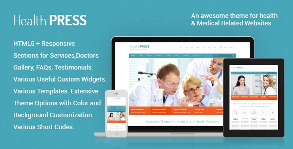 HealthPress - Medical WordPress Theme WordPress theme homepage layout for a clinic health and beauty website
