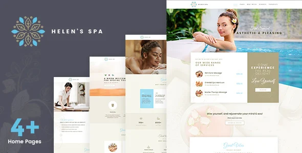 Helen Spa - Beauty Cosmetic Theme WordPress theme homepage layout for a beauty health and beauty website