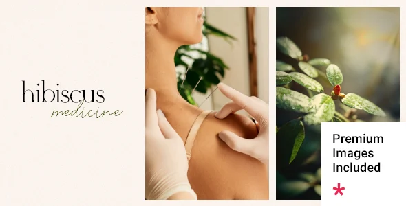 Hibiscus - Alternative Medicine and Organic Shop WordPress Theme WordPress theme homepage layout for a acupuncture health and beauty website