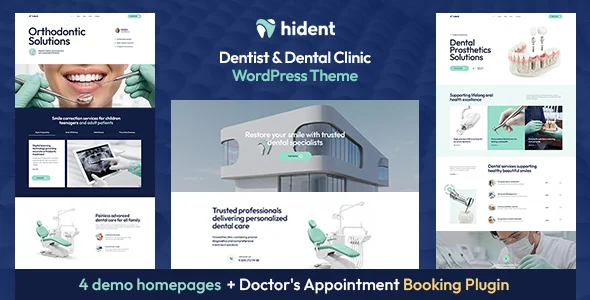 Hident - Dentist & Dental Clinic WordPress Theme WordPress theme homepage layout for a dental health and beauty website