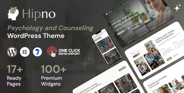 Hipno - Mental Health & Counseling WordPress Theme WordPress theme homepage layout for a counseling health and beauty website