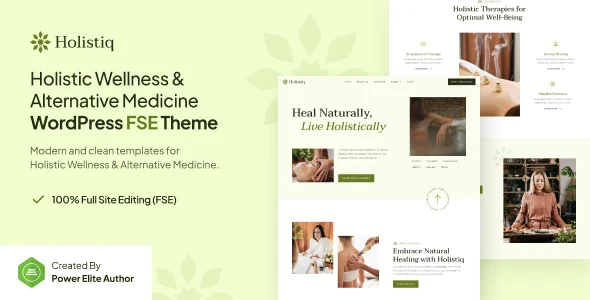 Holistiq – Holistic Wellness & Alternative Medicine Gutenverse FSE WordPress Block  Theme WordPress theme homepage layout for a acupuncture health and beauty website