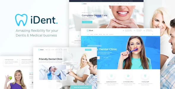 iDent - Dentist & Medical WordPress Theme WordPress theme homepage layout for a clinic health and beauty website