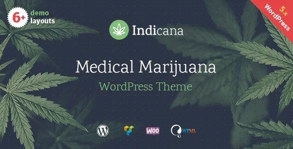 Indicana - Medical Marijuana Dispensary WordPress Theme WordPress theme homepage layout for a bong health and beauty website