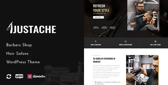 Justache - WordPress Theme for Barbers & Salons WordPress theme homepage layout for a barber health and beauty website