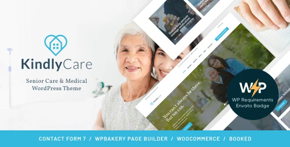 KindlyCare - Senior Care & Elder Care WordPress Theme WordPress theme homepage layout for a assisted living health and beauty website