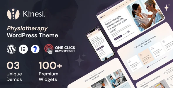 Kinesi - Physiotherapy WordPress Theme WordPress theme homepage layout for a chiropractor health and beauty website