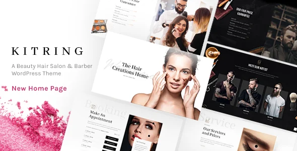Kitring - A Beauty & Hair Salon WordPress Theme WordPress theme homepage layout for a beauty health and beauty website
