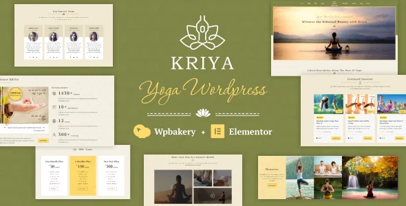 Kriya - Yoga WordPress Theme WordPress theme homepage layout for a asana health and beauty website
