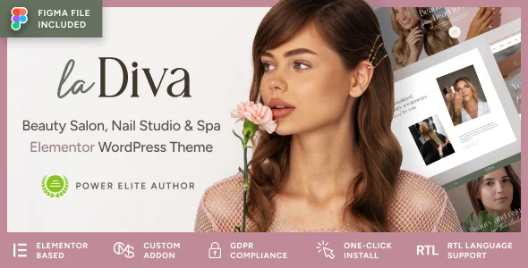 La Diva - Beauty Salon & Spa WordPress Theme WordPress theme homepage layout for a beauty health and beauty website