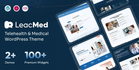 Leacmed – Telehealth & Medical WordPress Theme WordPress theme homepage layout for a appointment booking health and beauty website