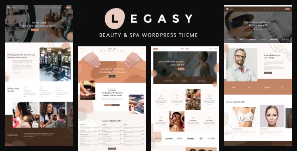Legasy - Beauty & Spa WordPress Theme WordPress theme homepage layout for a beauty health and beauty website