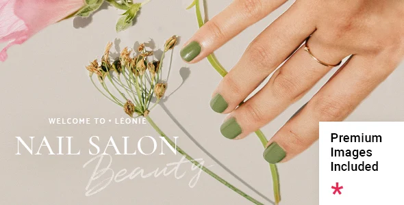 Léonie - Nail and Beauty Salon WordPress Theme WordPress theme homepage layout for a beauty health and beauty website