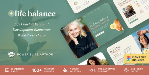 Life Balance – Personal Mentor & Lifestyle Coach WordPress Theme WordPress theme homepage layout for a coach health and beauty website
