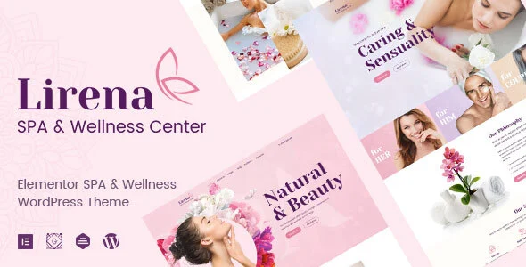 Lirena - Beauty and Spa Salon WordPress Theme WordPress theme homepage layout for a beauty health and beauty website