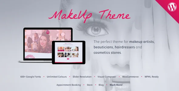 MakeUp - Beauty WordPress Theme WordPress theme homepage layout for a beauty health and beauty website