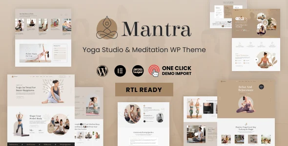 Mantra - Yoga Fitness WordPress Theme WordPress theme homepage layout for a asana health and beauty website