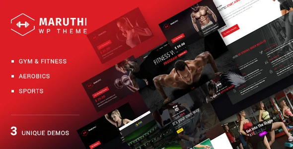 Maruthi - Fitness Gym WordPress Theme WordPress theme homepage layout for a Cross Fit health and beauty website