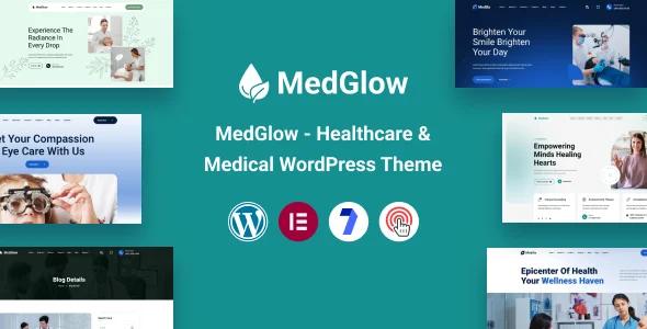 MedGlow - Healthcare & Medical WordPress Theme WordPress theme homepage layout for a clinic health and beauty website