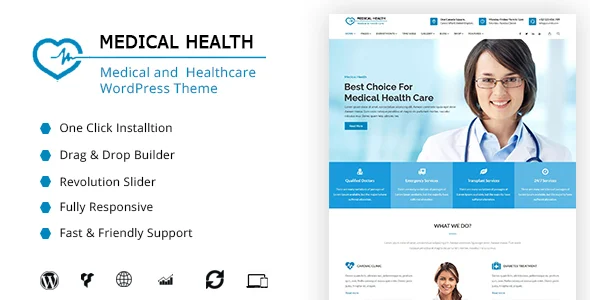 MedicalHealth - Doctor & Healthcare Clinic WordPress Theme WordPress theme homepage layout for a care health and beauty website