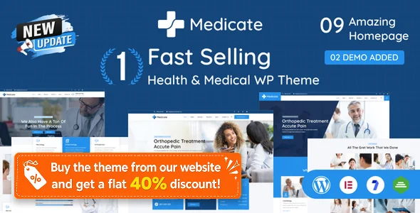 Medicate – Health & Medical WordPress Theme + RTL Ready WordPress theme homepage layout for a appointment booking health and beauty website