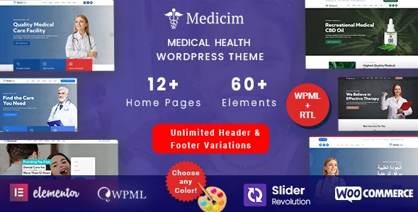 Medicim - Medical Health WordPress Theme WordPress theme homepage layout for a clinic health and beauty website