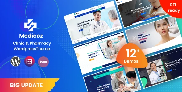 Medicoz - Clinic & Pharmacy WordPress Theme WordPress theme homepage layout for a business health and beauty website