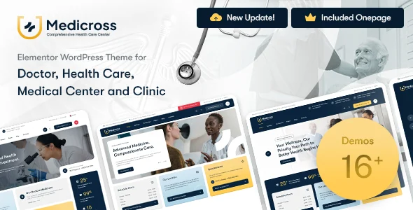 Medicross - Medical WordPress Theme WordPress theme homepage layout for a appointment booking health and beauty website