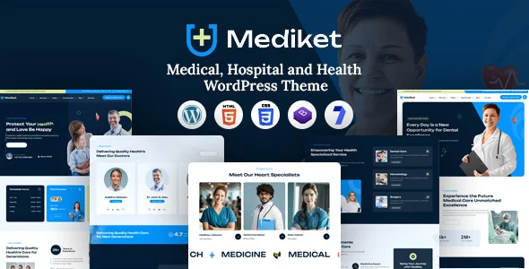 Mediket - Medical and Health WordPress Theme WordPress theme homepage layout for a appointment booking health and beauty website